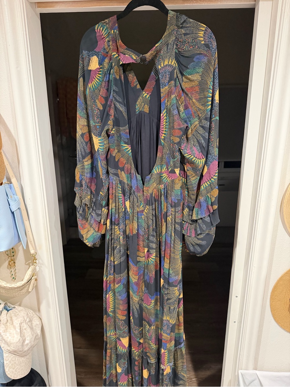 FARM Rio Multicolor Floral Pleated Maxi Dress in Navy - Picture 2 of 5